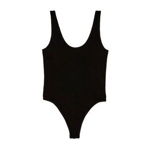 Primark Scoop Neck Ribbed Bodysuit‎ In Black Size Medium